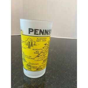 Hazel Atlas "Pennsylvania Keystone State" Frosted Souvenir Glass